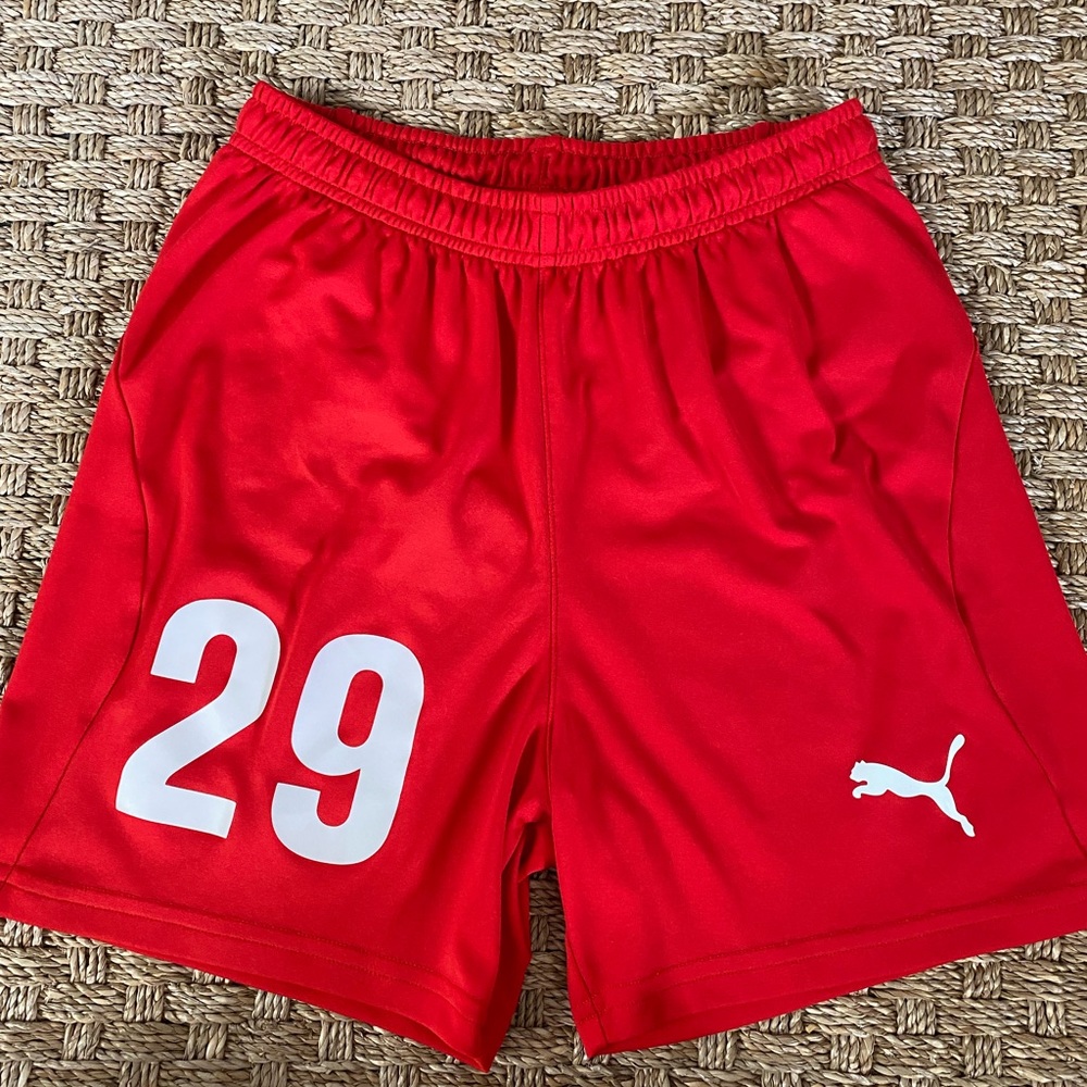 Red Puma youth XL soccer shorts #29
